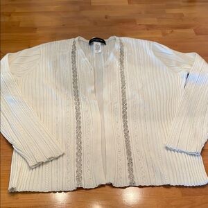 Jones New York White Cardigan with Silver Accents